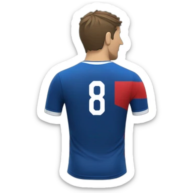 Futbolista españo de 16 con camiseta azul marina y una franja azul clara en los hombros. Con el número 8 en la camiseta. Un solo 8  sticker