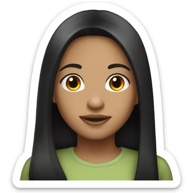 Light skin girl with black straight hair long sticker