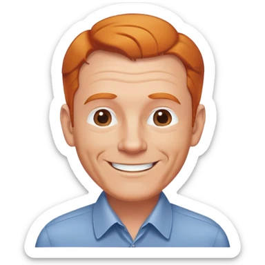 friendly older white man, receding ginger hair, fit, professional, smiling, with a collared shirt sticker