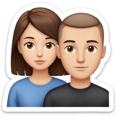 A couple a guy with buzzed haircut girl with long brown hait sticker