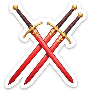 glitter red two sword sticker