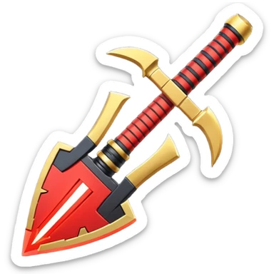 samurai themed space miner tool icon, futuristic mining tool inspired by katana, Japanese armor details, red black gold color palette, glowing energy accents, 3D cartoon, mobile game icon style, clean background, soft shadow, no text, no watermark

 sticker