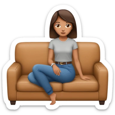 side view of woman sitting on sofa - side view of woman sticker