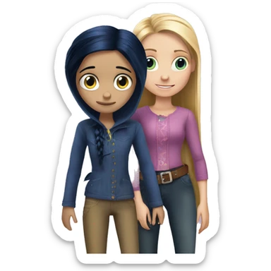 Coraline jones and rapunzel  sticker