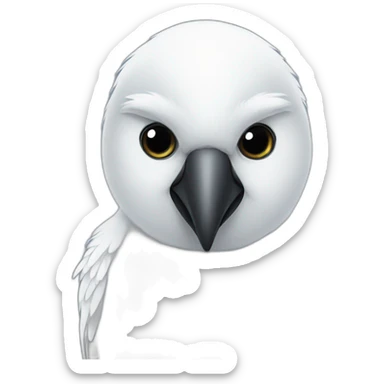 white tall bird with blac eyes sticker