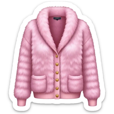 A fluffy pink fur cardigan with a cozy and stylish design sticker