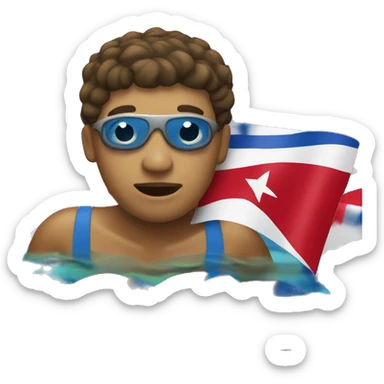 Person swimming with a Cuban flag sticker