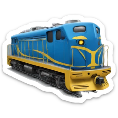 Blue and yellow old train sticker