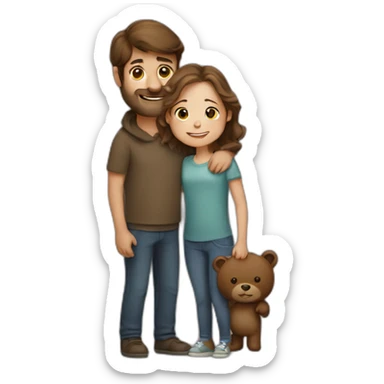 man with brown bear hugging girl with brown hair sticker