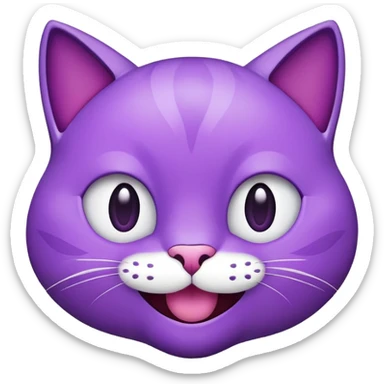 Silly purple emoji cat face sticker