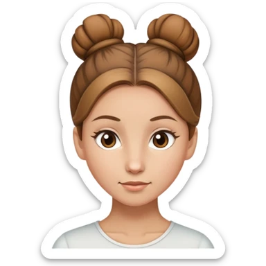 Light brown hair, light brown eyed female with one bun on the top center of her head sticker