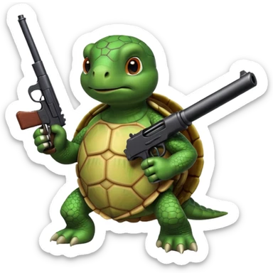 Turtle with a gun sticker