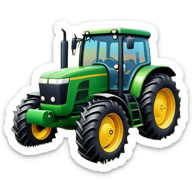 An icon showing close-up tractor in a colorful rural landscape, inspired by Farming Simulator 23. The design features vibrant fields, barns, and crops under a bright sky, with tractors working the land. The peaceful and immersive farming environment is highlighted with a transparent background sticker