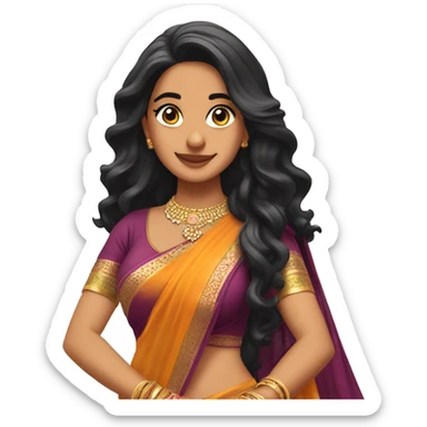 Harsha singh wearing saree long hair dancing  sticker