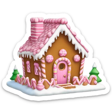 Pink festive Christmas gingerbread house ￼ sticker