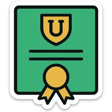 university degree or diploma, professional style, green gold and white color scheme, bold and clear, suitable for digital use sticker