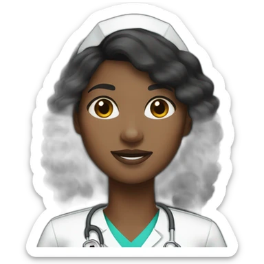 Nurse black woman straight hair no glasses sticker