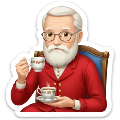 Bearded elderly with teacups long beard read dress sticker