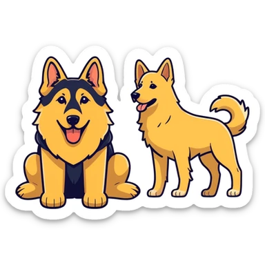 German shepherd and golden retriever  sticker