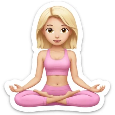 blonde yoga girl light pink clothes n sticker