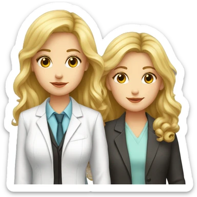 Girl brown haired lawyer kissing girl blonde haired scientist sticker