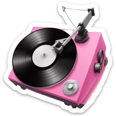 Pink record player sticker