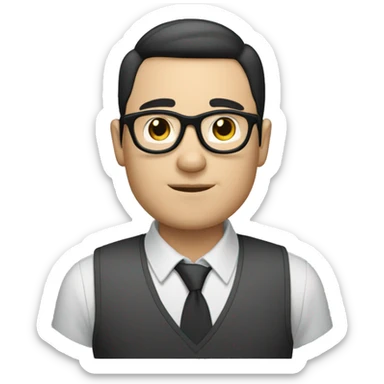 white male with short black hair, wearing rounded glasses with a Dell badge sticker