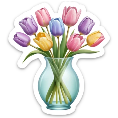 pastel tulips in glass vase sticker