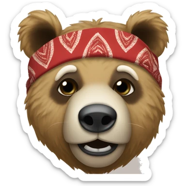 a bear wearing a bandana over their nose and mouth, bandit style.  sticker