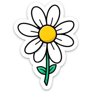 colorful cartoon flower with a small bow, playful style sticker