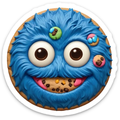 sesame street cookie monster only face and cookie sticker