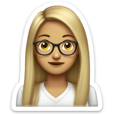 girl ROUND GLASSES SIDEBURNS straigh hair sticker