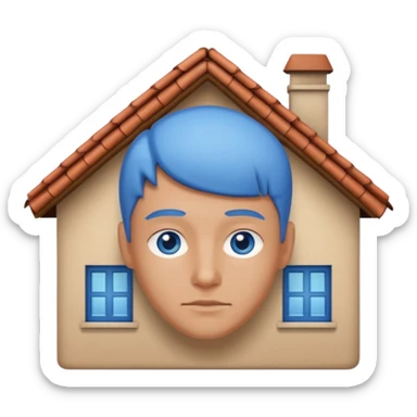 head in the shape of a house, cartoon roof sticker