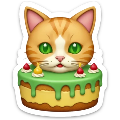 Cat vomiting because of eating cake sticker