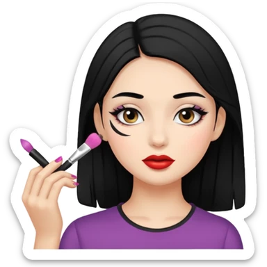 girl with black hair getting ready sticker
