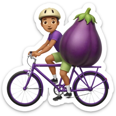 Man riding on an eggplant bicycle sticker