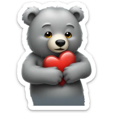 realistic-grey-bear-hugging-heart  sticker