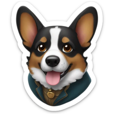 Black corgi wearing Sherlock holmes costume sticker