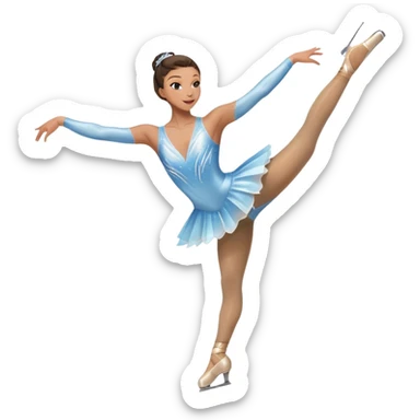 An icon featuring a graceful figure skater performing a spin on the ice. The background includes a grand ice rink palace with shining spotlights and cheering spectators in the stands. Transparent background highlights the elegance and artistry of figure skating sticker