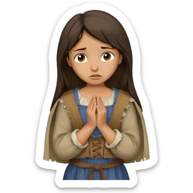 Brunette and tan peasant Girl begging sticker