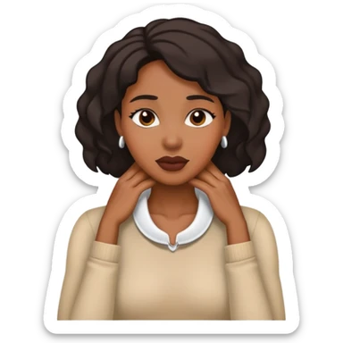 black woman grabbing her neck with two hands  sticker