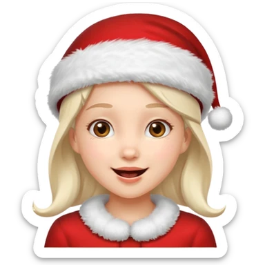 holiday girl mood wearing santa hat sticker
