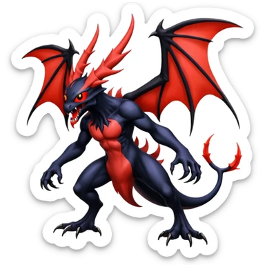 Venom-Pikachu-Yveltal-Lunala-Fakémon-hybrid-creature (full body)  sticker