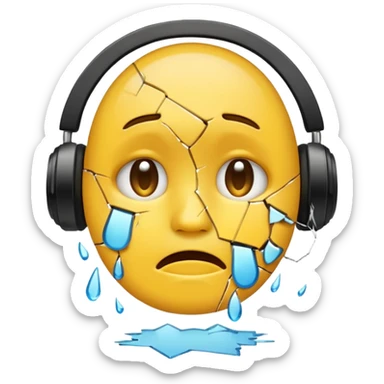 Yellow emoji circle face with broken phones sticker