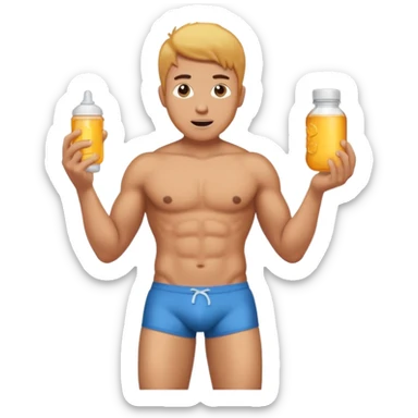 Male shirtless honey skin six pack sexy big dih lean full body without pants hold condom and jerking off sticker
