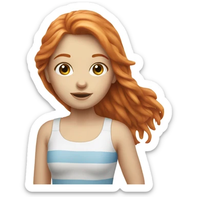 Pale Redhead girl on beach sticker
