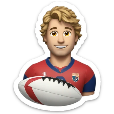 Antoine Dupont, avec un ballon de rugby sticker