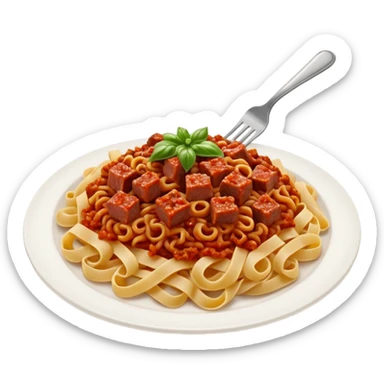 plate of pasta with bolognese sauce and diced meat sticker