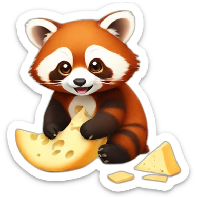 Red panda eats cheese sticker