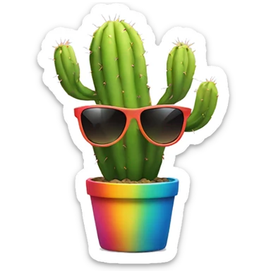 Rainbow cactus with sunglasses  sticker